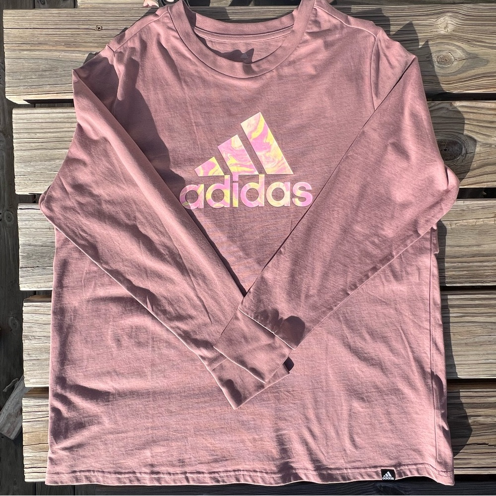 - Adidas 2XL Logo Color Swirl Long Sleeve Tee! NEW! - Picture 2 of 11